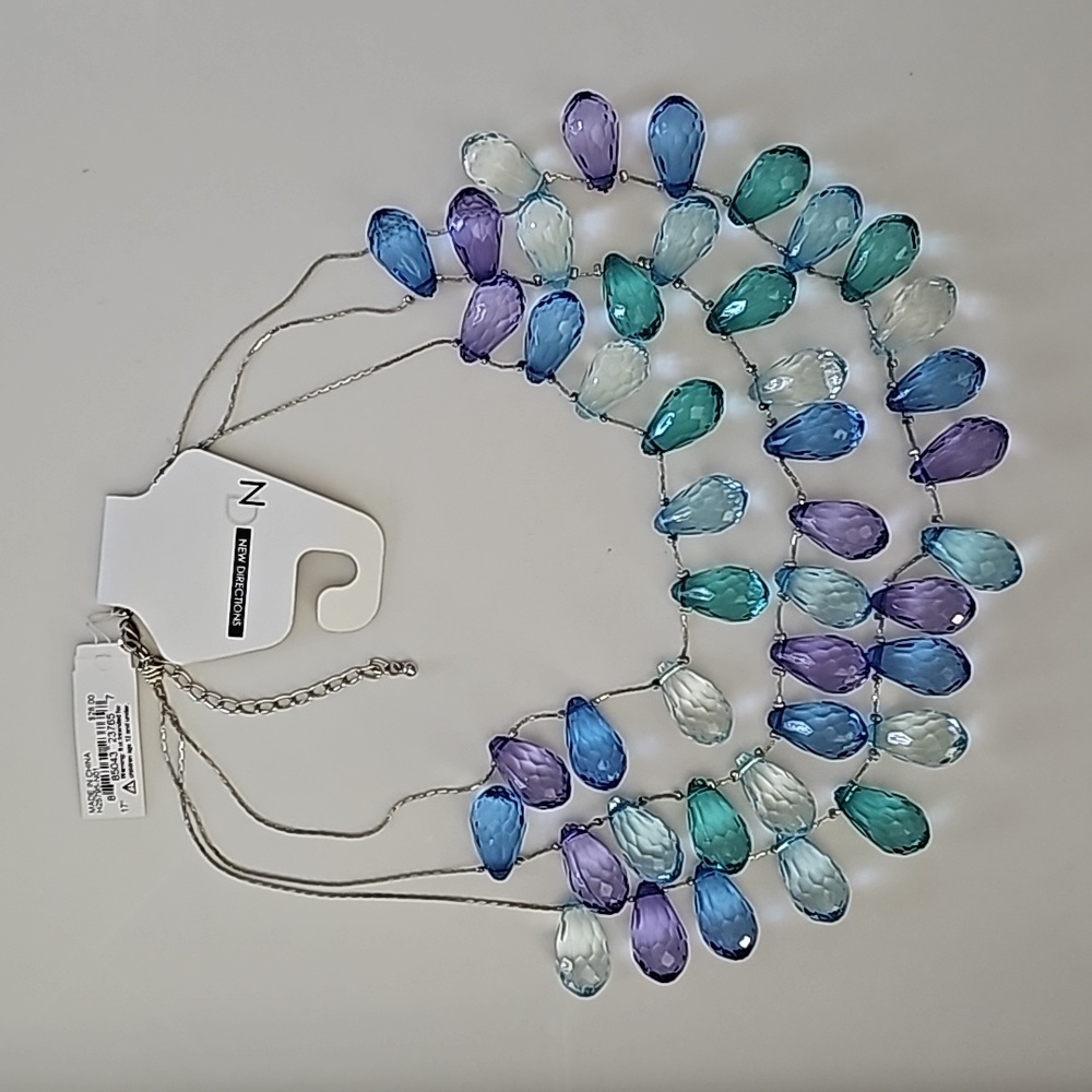 New Directions $28 Layered 3 Strand Chunky Prism Drop Necklace